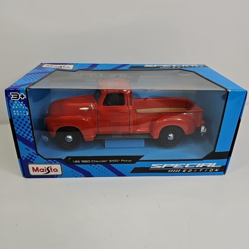 1950 CHEVROLET 3100 Pick-Up Truck 1:25 MAISTO Die-cast Model Car Red Open Box
